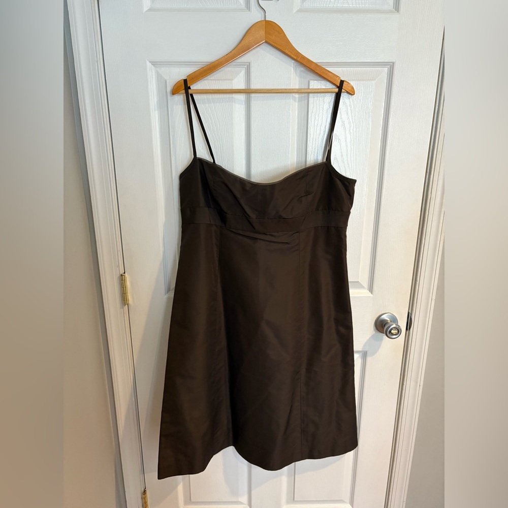 J. Crew Chocolate Brown Silk Mini Dress with Spaghetti Straps